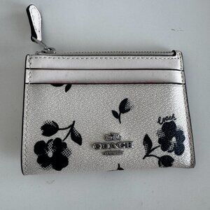 Coach white floral card holder